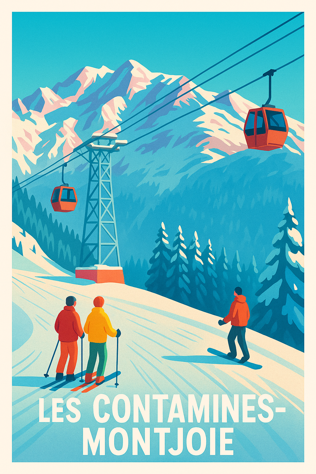 Affiche Les Contamines-Montjoie — Évasion Montagnarde Authentique · poster d'art de Les Contamines-Montjoie
