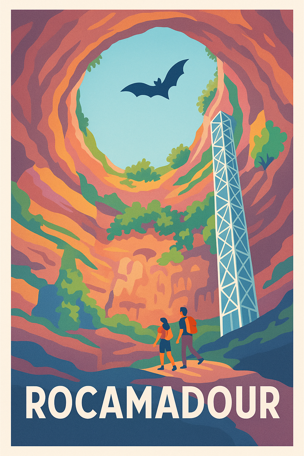 Affiche Rocamadour — Aventure au cœur de la cité troglodyte · poster d'art de Rocamadour