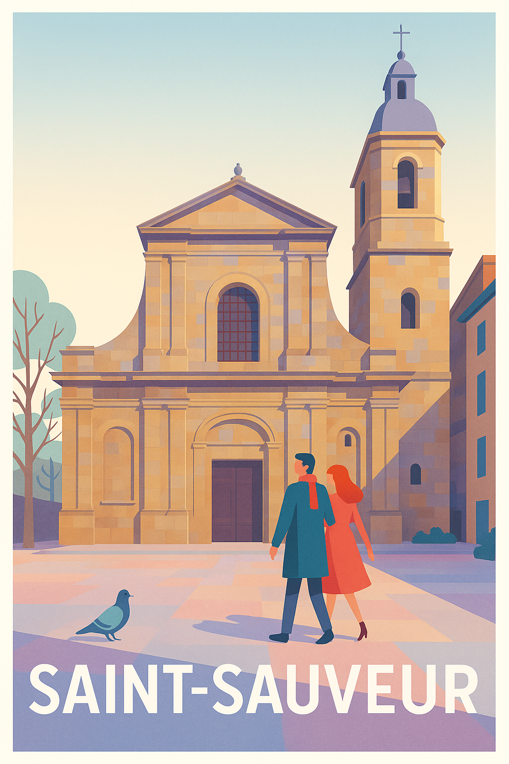Affiche Saint-Sauveur — Une balade romantique au cœur de l'histoire · poster d'art de Saint-Sauveur