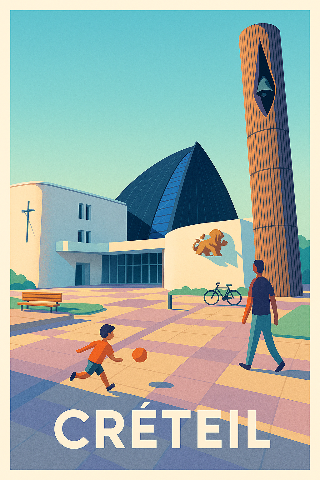Affiche Créteil - Une pause ensoleillée au cœur de la ville