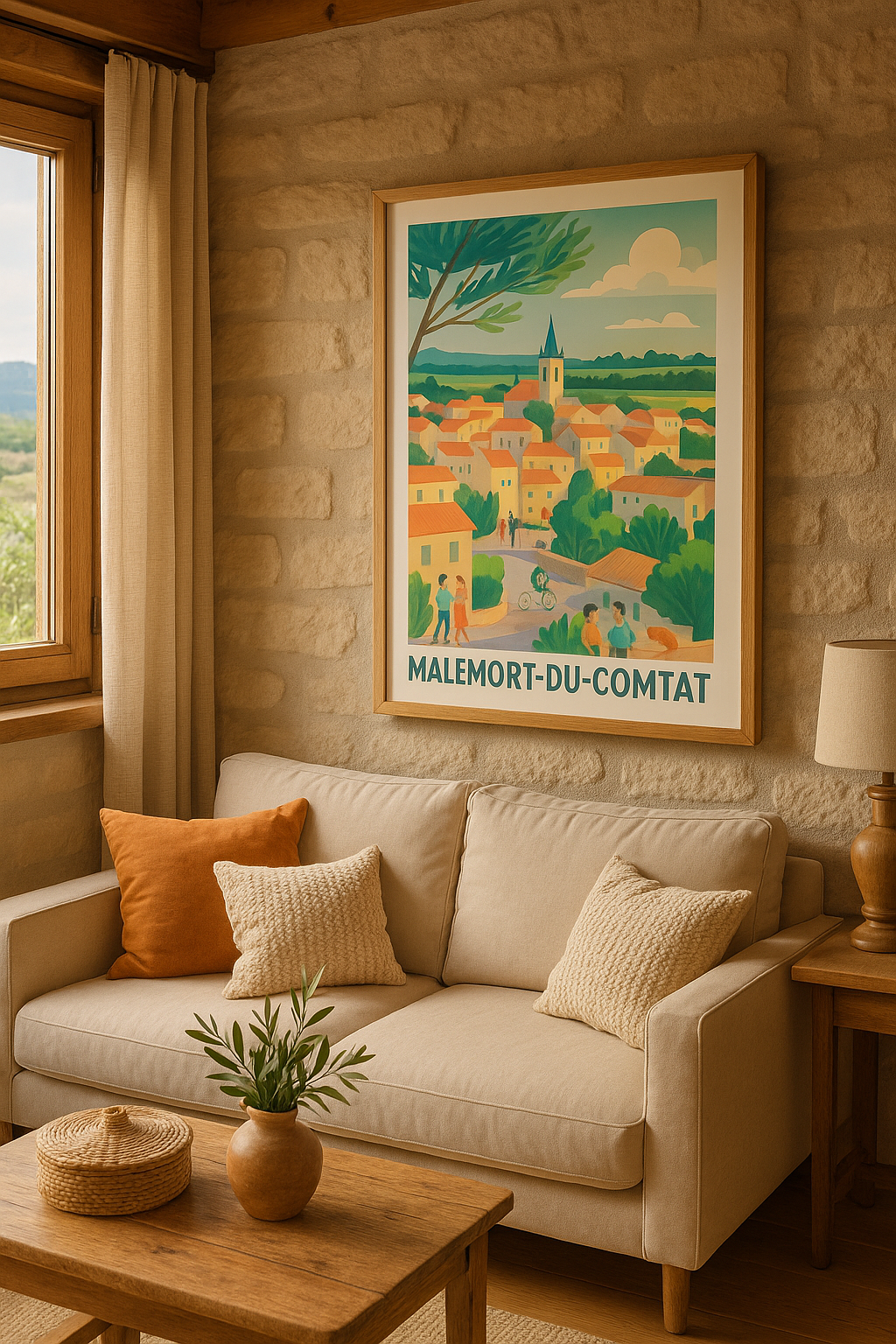 Mise en situation Affiche Malemort-du-Comtat - Village Provençal aux charmes colorés