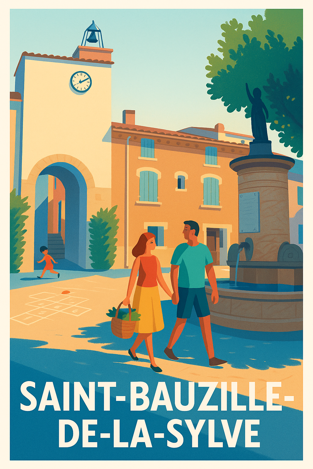 Affiche Saint-Bauzille-de-la-Sylve — Charme et douceur de vie en plein cœur du village · poster d'art de Saint-Bauzille-de-la-Sylve