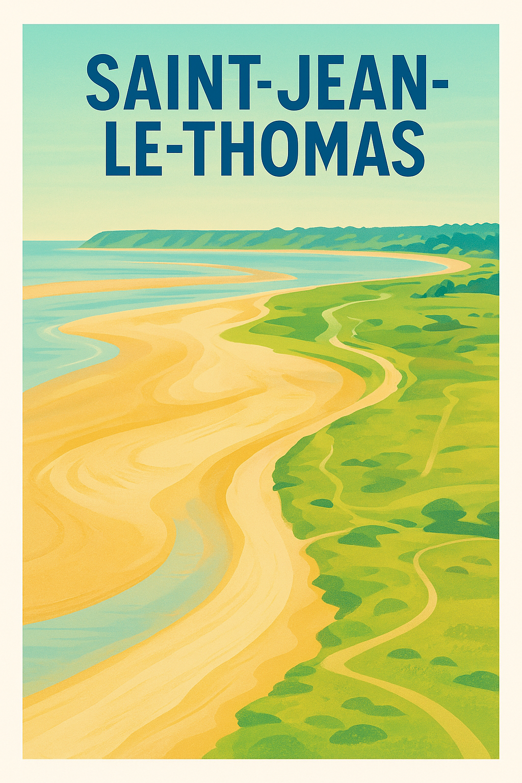 Affiche Saint-Jean-le-Thomas — Évasion côtière paisible · poster d'art de Saint-Jean-le-Thomas