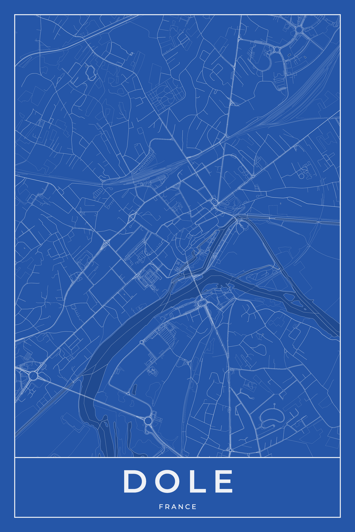 Carte de Dole bleue - Affiche personnalisée