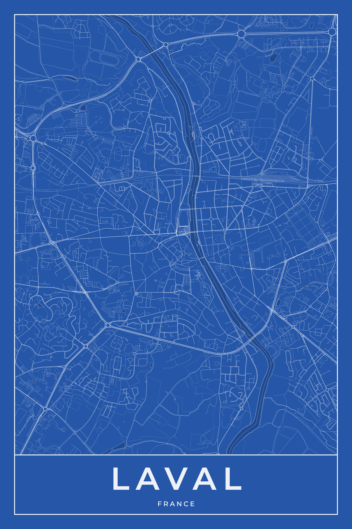 Carte de Laval bleue - Affiche personnalisée