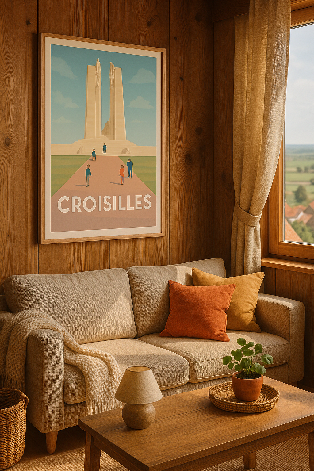 Mise en situation Affiche Croisilles - Monument historique en perspective