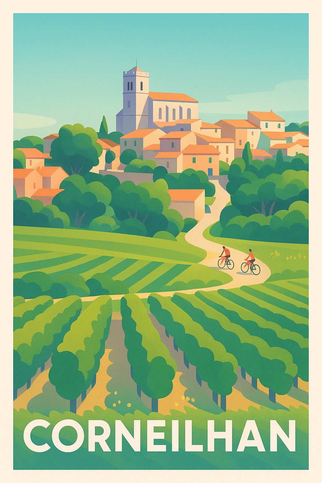 Affiche Corneilhan — Village paisible et nature verdoyante · poster d'art de Corneilhan