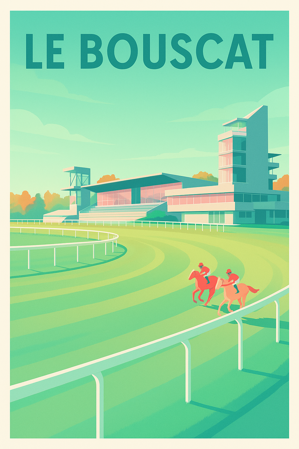 Affiche Le Bouscat — L'élégance des courses hippiques · poster d'art de Le Bouscat