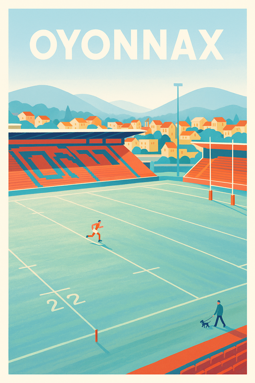 Affiche Oyonnax — Ambiance sportive et villageoise · poster d'art de Oyonnax