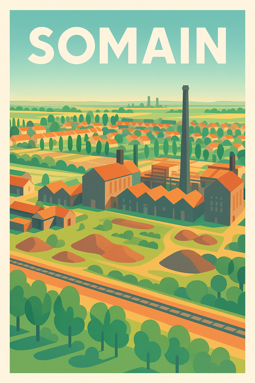 Affiche de Somain - Charme industriel et campagne verdoyante