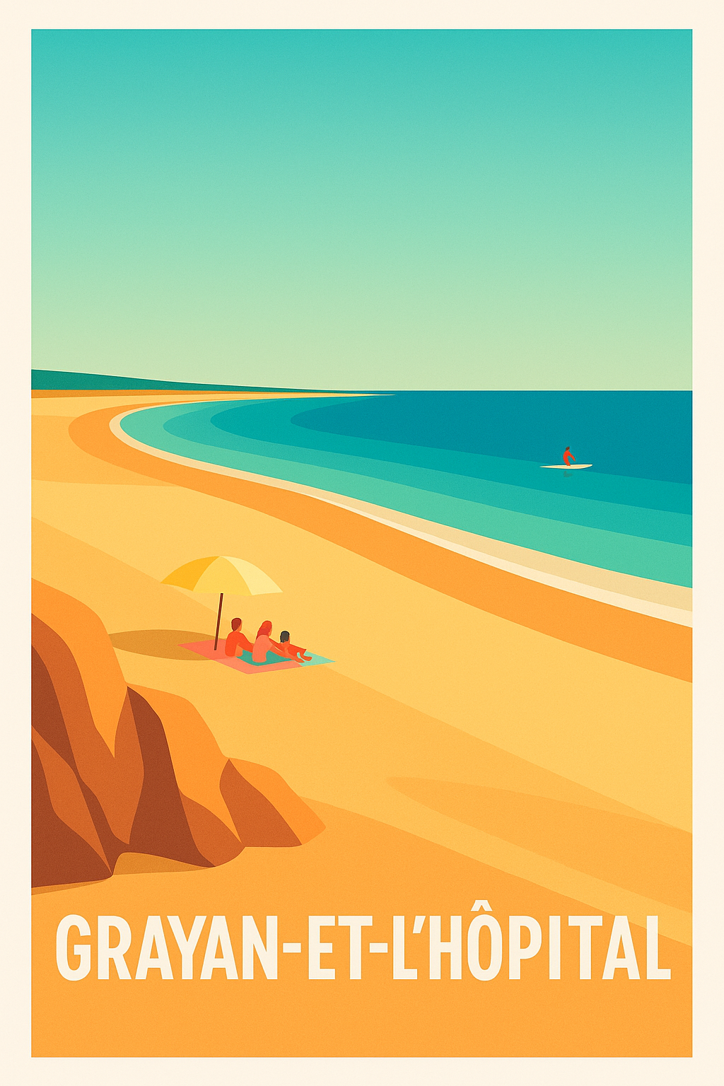 Affiche Grayan-et-l'Hôpital — Plage et Sérénité Côte Atlantique · poster d'art de Grayan-et-l'Hôpital