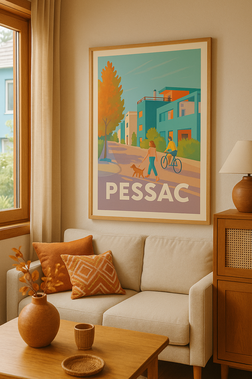 Mise en situation Affiche Pessac - Vie paisible et couleurs chaleureuses