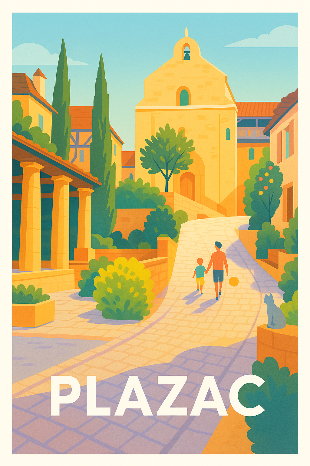 Affiche Plazac — Charme et douceur d'un village ensoleillé · poster d'art de Plazac
