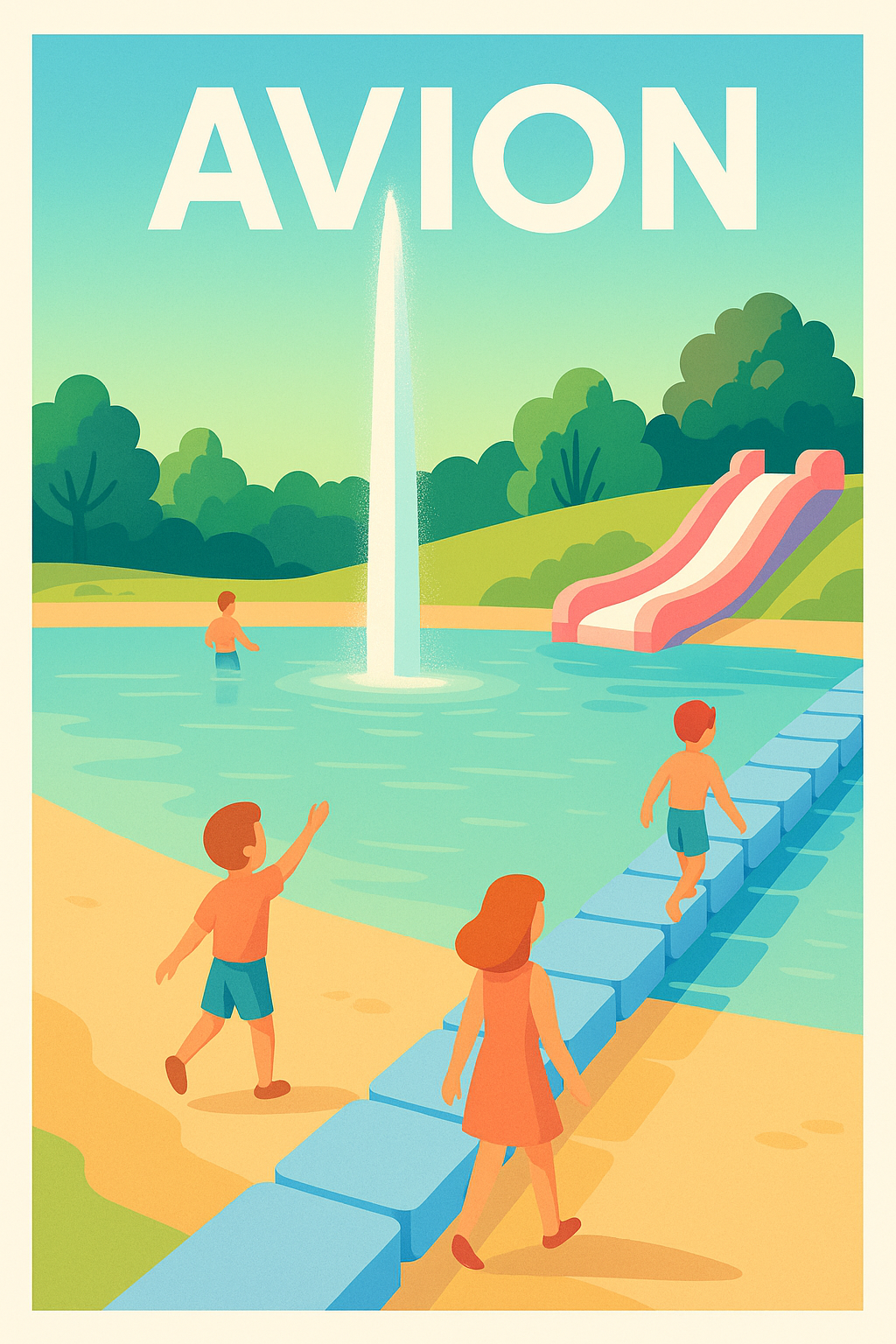 Affiche de Avion - Escapade ludique au bord de l'eau