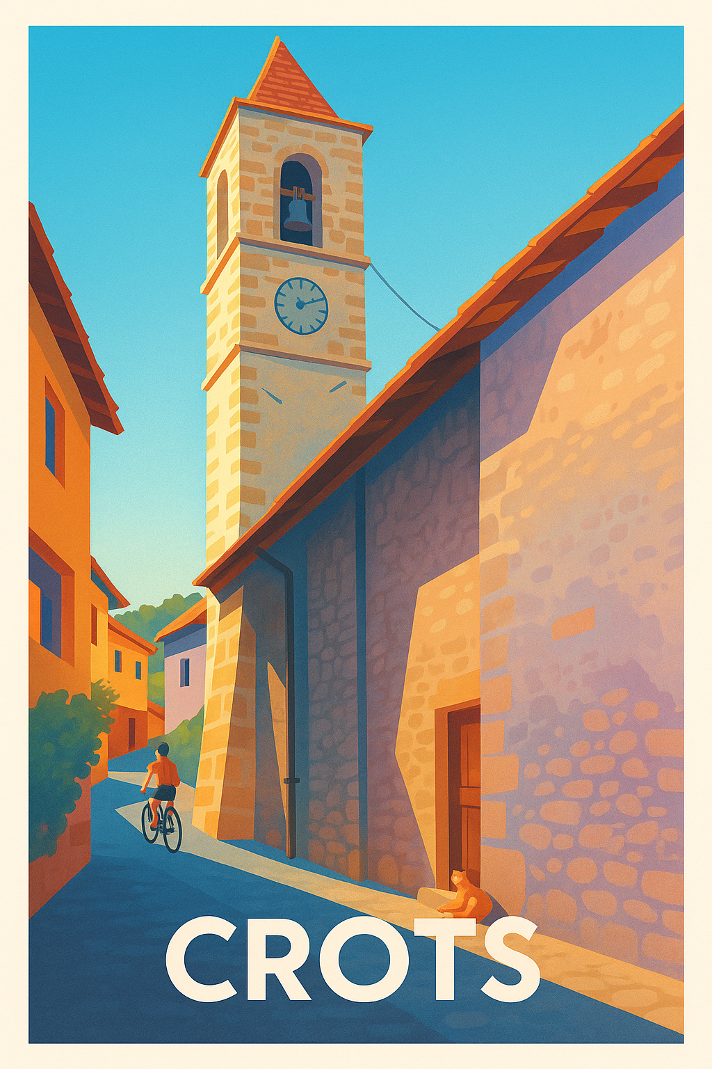 Affiche Crots — Charme d'un village ensoleillé · poster d'art de Crots