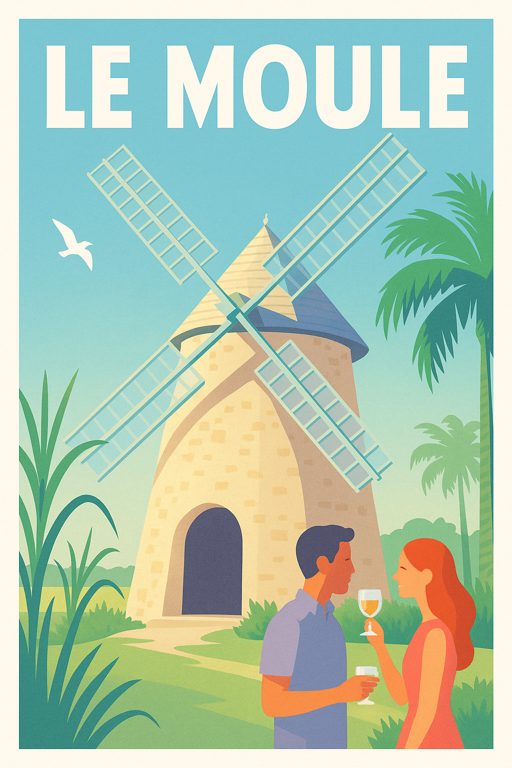 Affiche Le Moule — Charme et détente sous le vent tropical · poster d'art de Le Moule