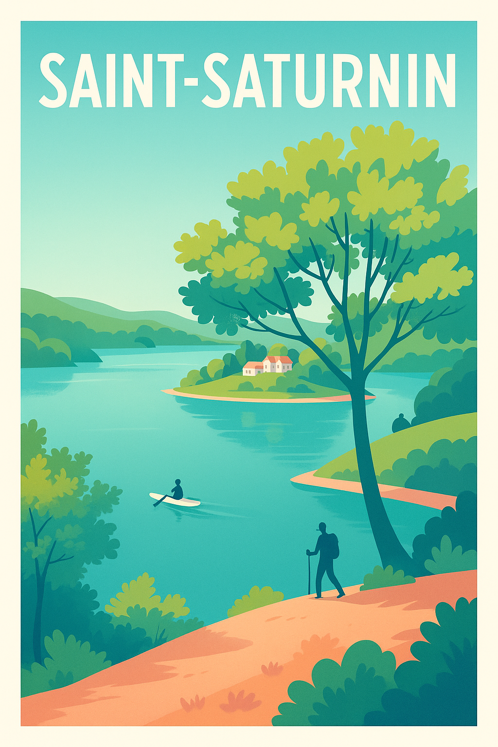 Affiche Saint-Saturnin — Escapade nature au bord de l'eau · poster d'art de Saint-Saturnin