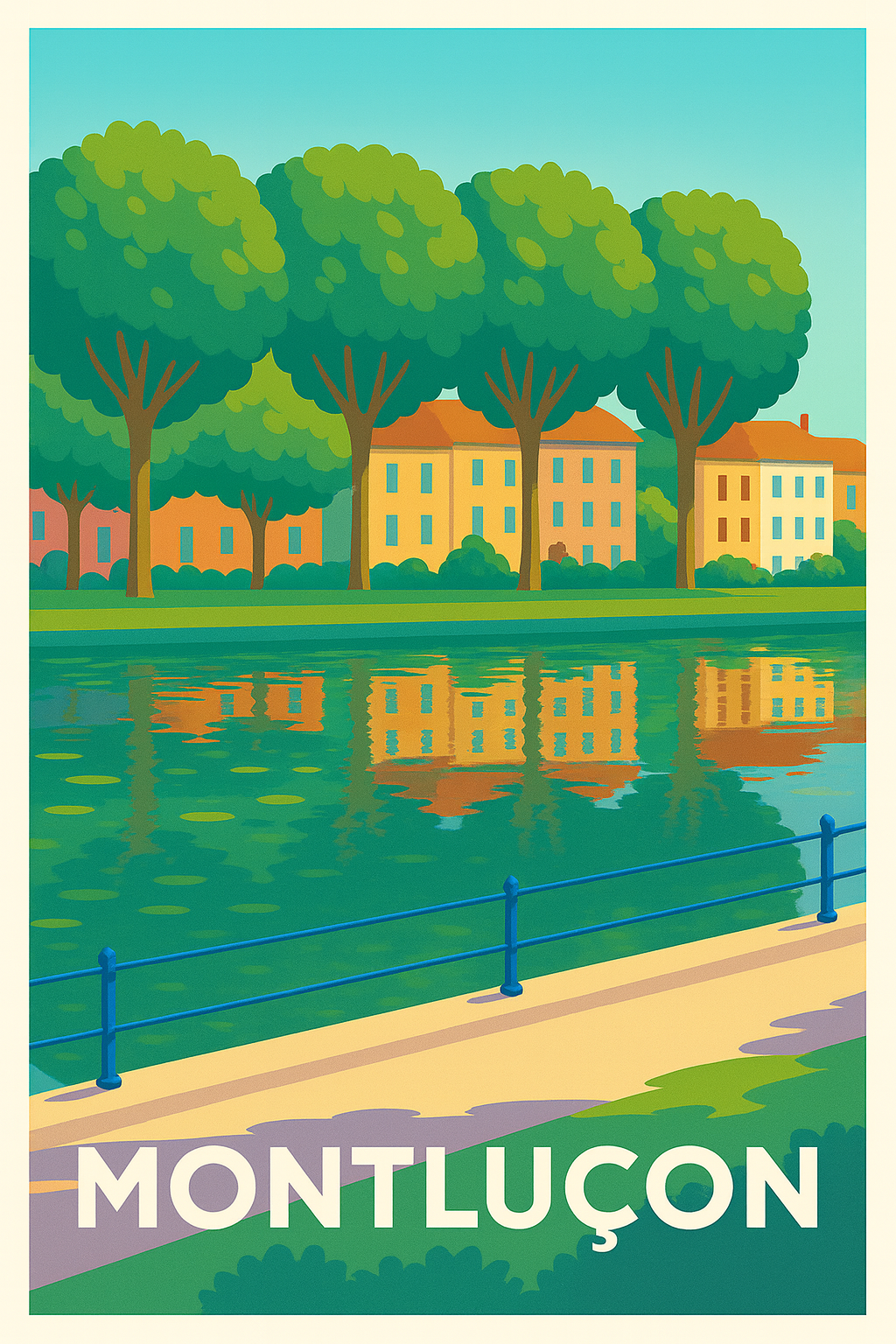 Affiche Montluçon — Promenade au fil de l'eau · poster d'art de Montluçon