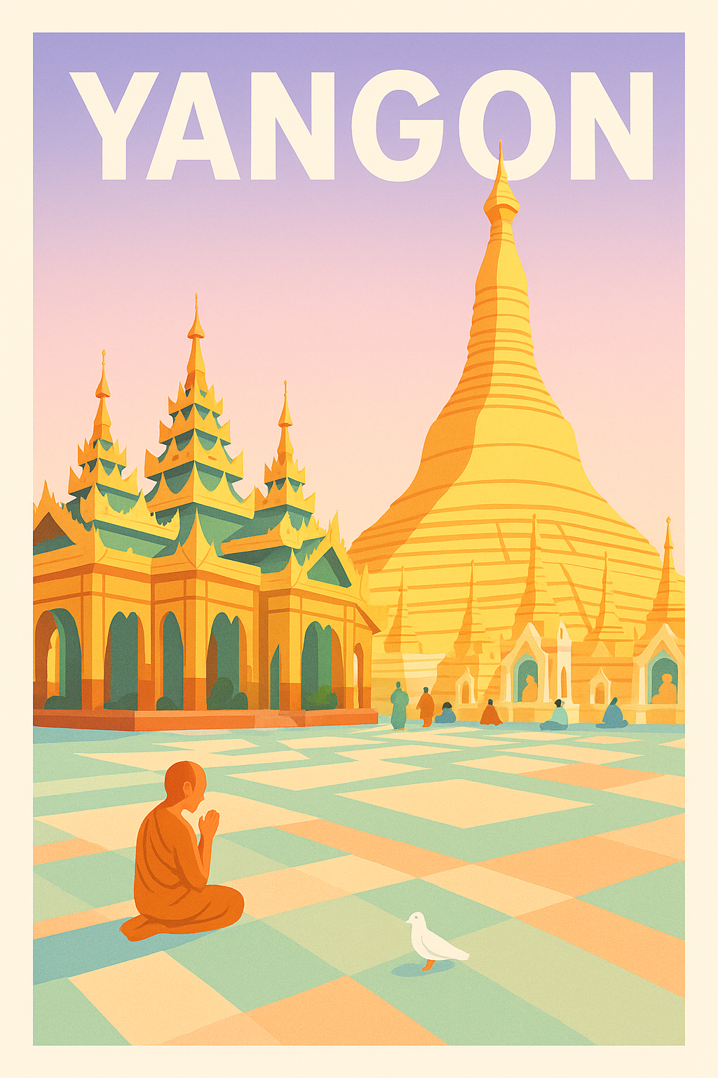 Affiche de Yangon - Sérénité au cœur de la Pagode dorée