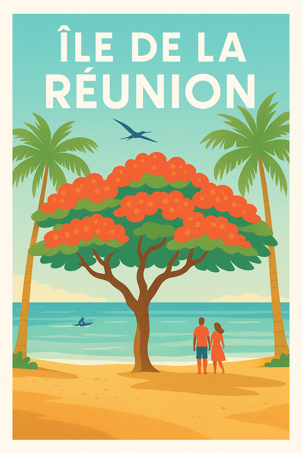 Affiche de Île de la Réunion - Évasion tropicale au bord de l'océan