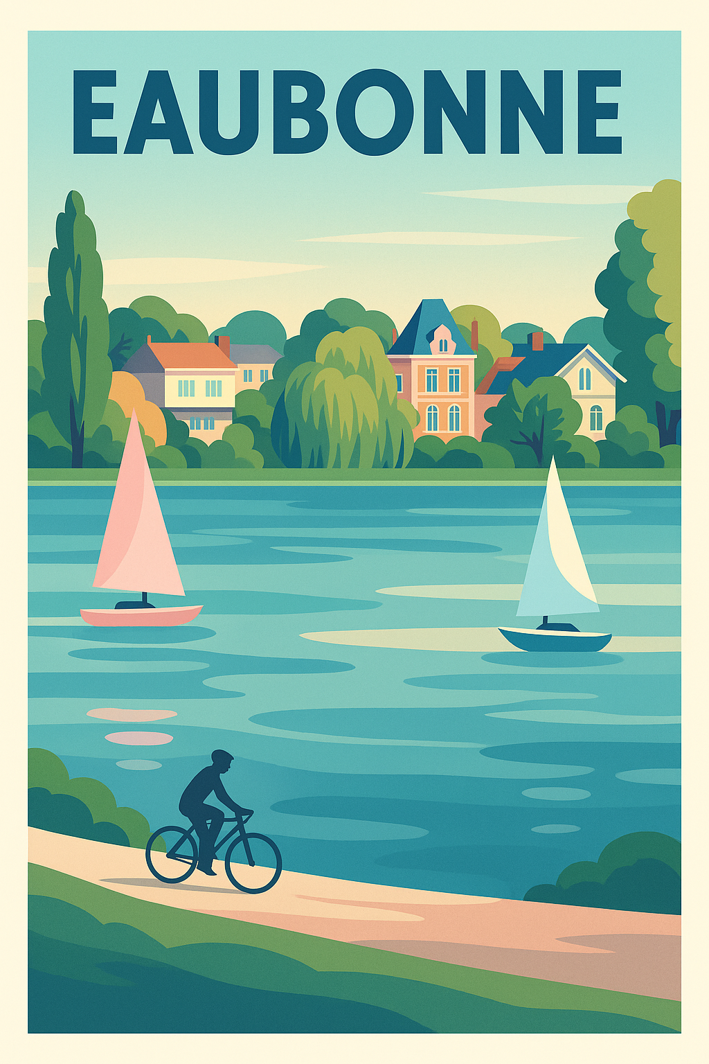 Affiche Eaubonne — Sérénité entre nature et rivière · poster d'art de Eaubonne