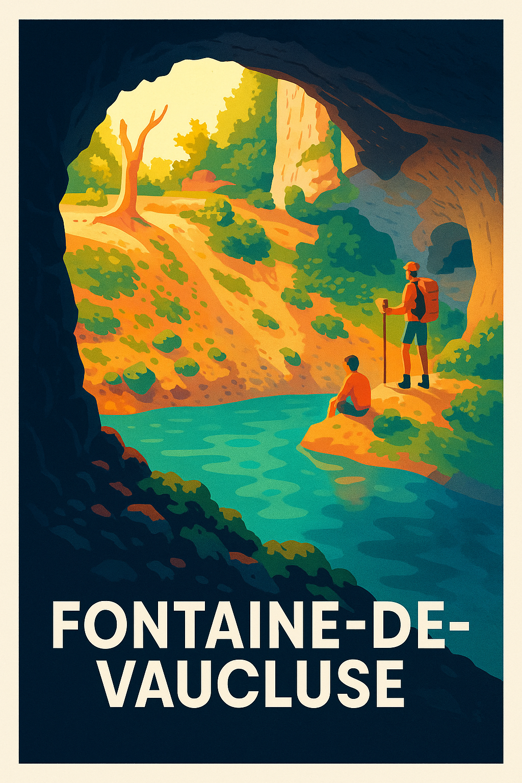 Affiche Fontaine-de-Vaucluse — Aventure Nature et Sérénité · poster d'art de Fontaine-de-Vaucluse