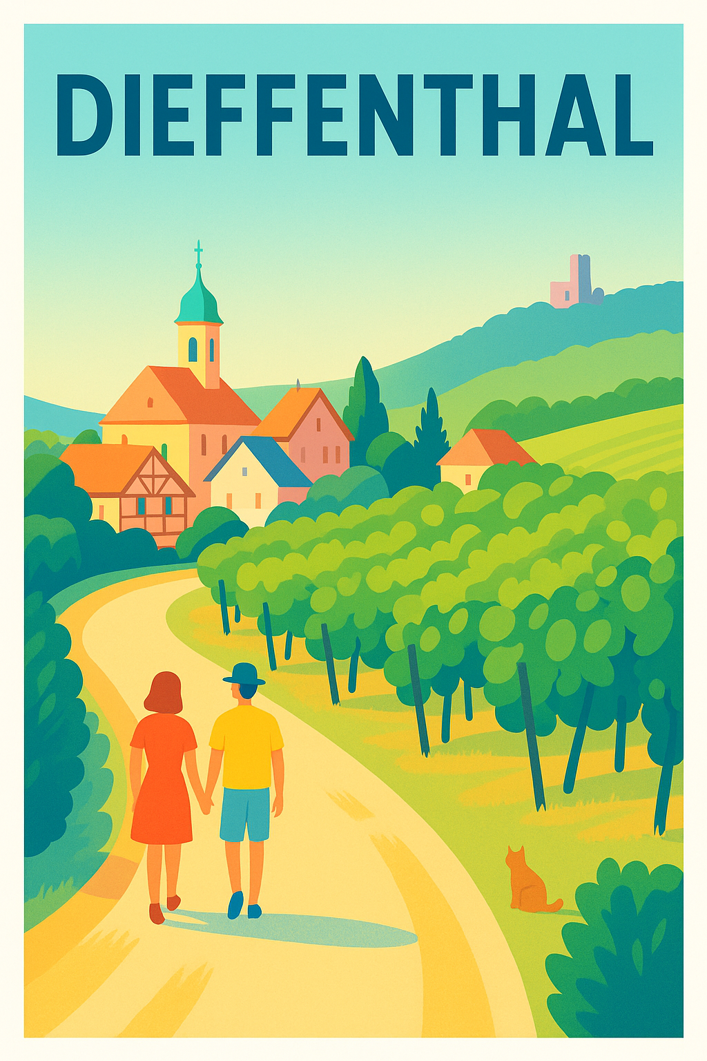 Affiche Dieffenthal — Promenade bucolique au cœur des vignes · poster d'art de Dieffenthal