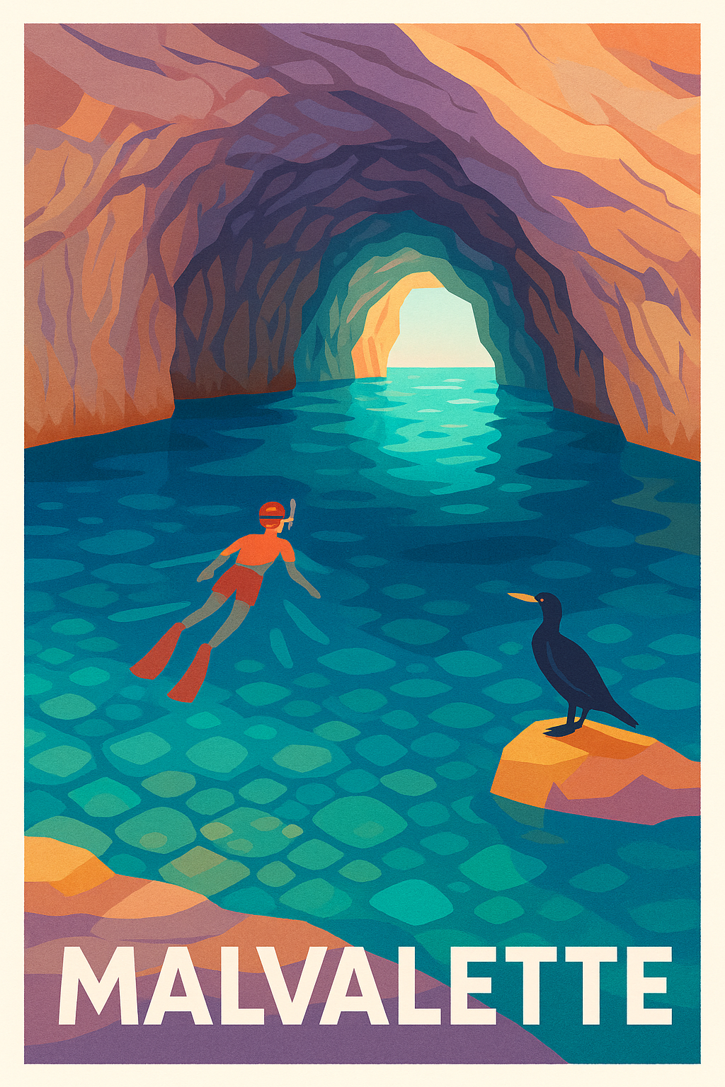 Affiche Malvalette — Explorez les merveilles sous-marines · poster d'art de Malvalette