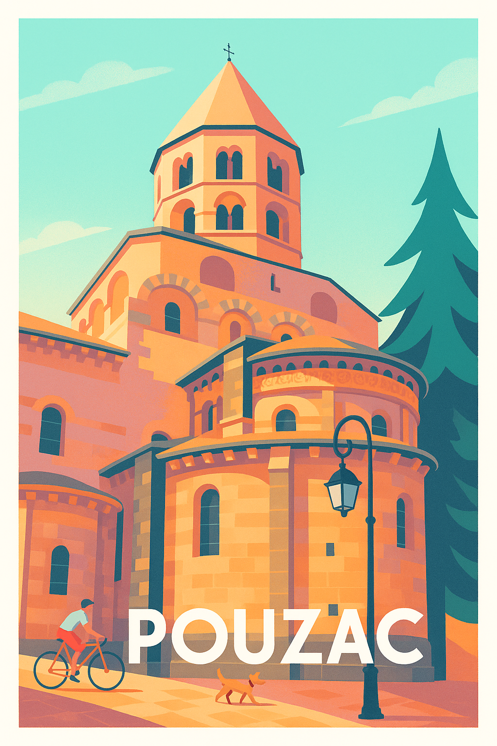 Affiche Pouzac — Charme architectural au cœur des Hautes-Pyrénées · poster d'art de Pouzac