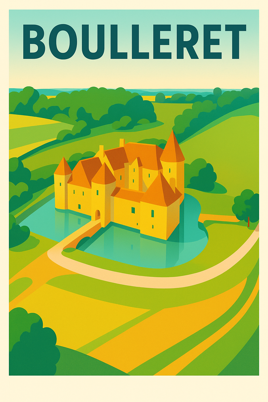 Affiche de Boulleret - L'élégance médiévale au cœur de la campagne