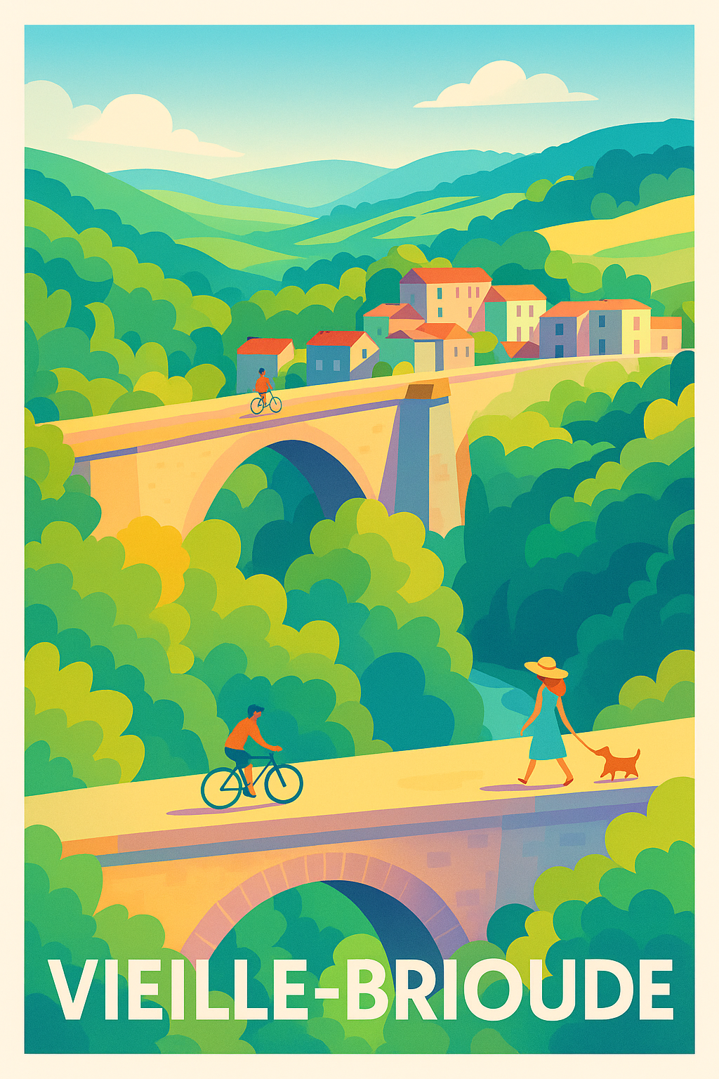 Affiche Vieille-Brioude — L'évasion bucolique en Auvergne · poster d'art de Vieille-Brioude