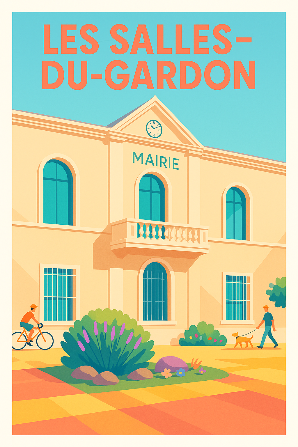Affiche de Les Salles-du-Gardon - Charme authentique de la mairie ensoleillée