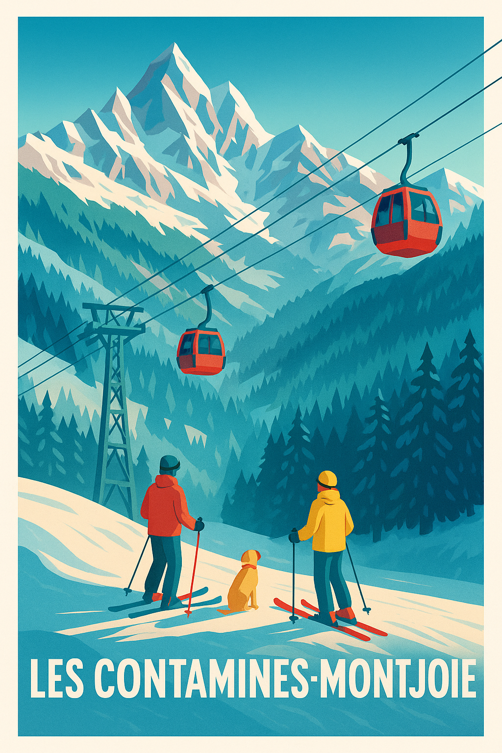 Affiche Les Contamines-Montjoie — Évasion hivernale au cœur des Alpes · poster d'art de Les Contamines-Montjoie