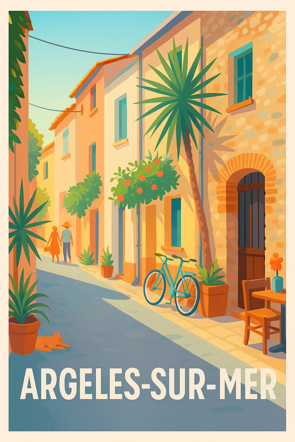 Affiche Argelès-sur-Mer - L'élégance d'une ruelle ensoleillée