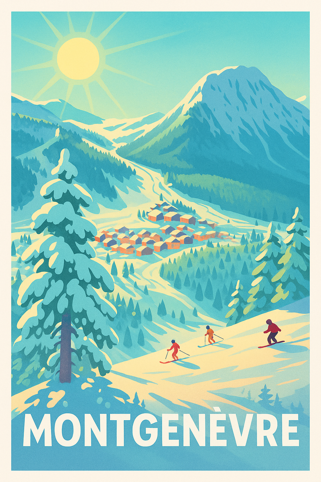 Affiche Montgenèvre — Évasion hivernale au cœur des Alpes · poster d'art de Montgenèvre