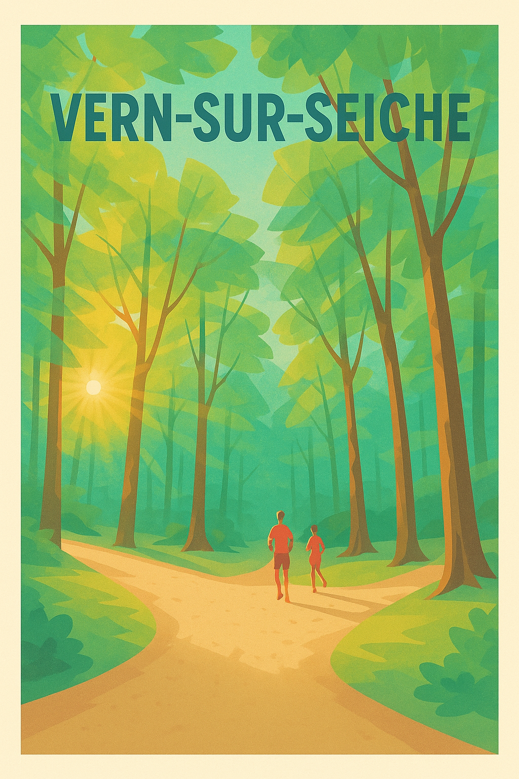 Affiche de Vern-sur-Seiche - Promenade en forêt au lever du soleil