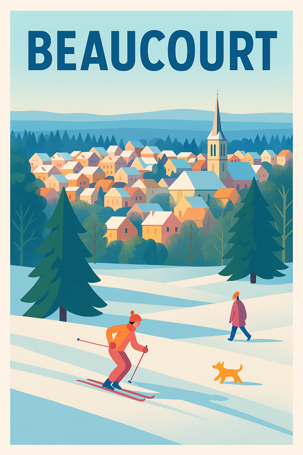 Affiche de Beaucourt - Charme hivernal et douceur alpine