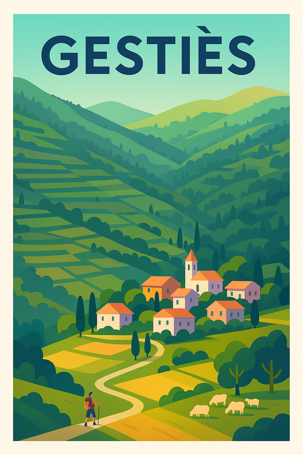 Affiche de Gestiès - La quiétude des villages de montagne
