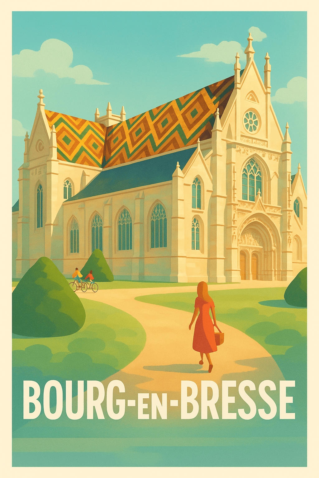 Affiche Bourg-en-Bresse — Charme et élégance au cœur de la cité · poster d'art de Bourg-en-Bresse