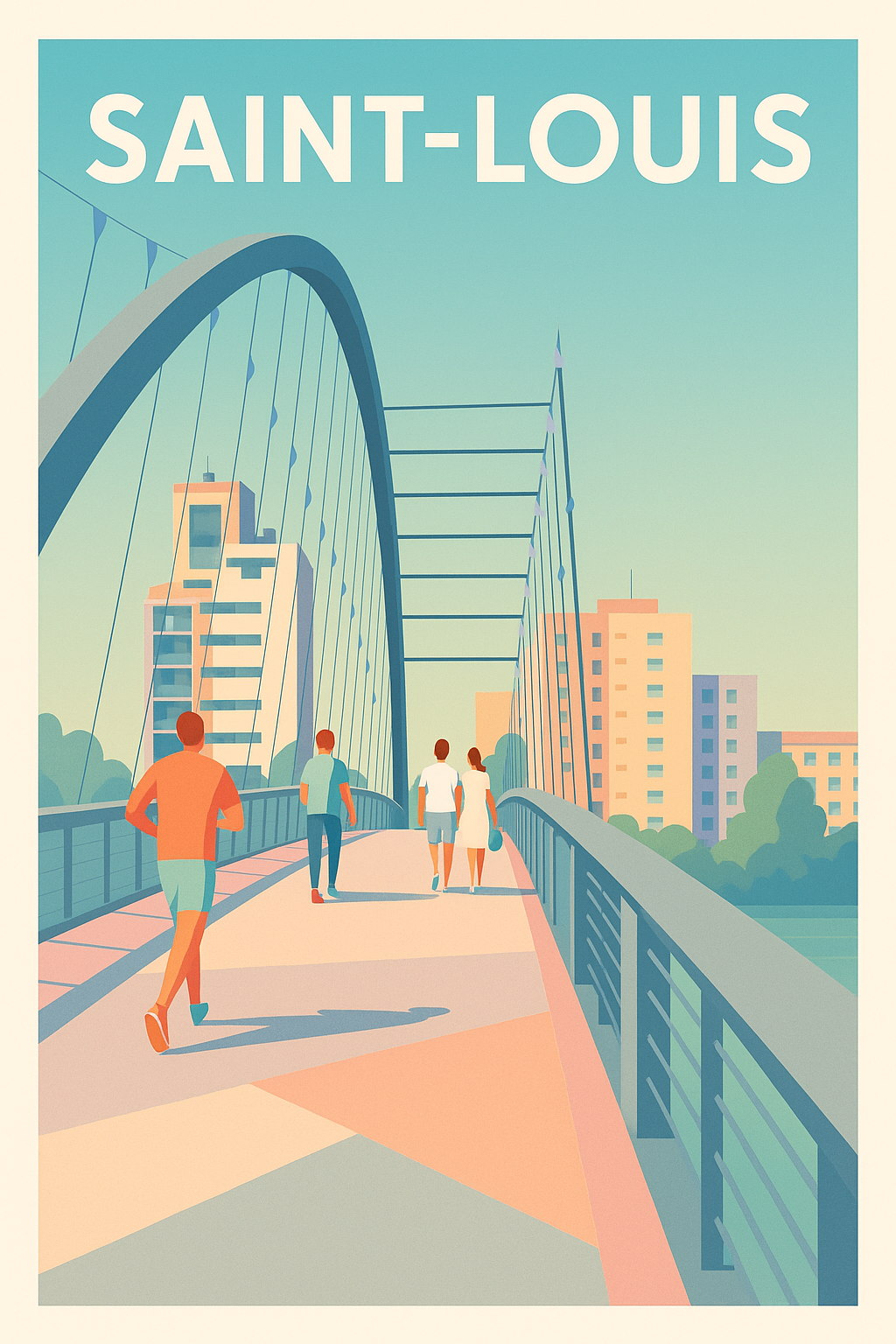 Affiche de Saint-Louis - Promenade moderne sur le pont emblématique