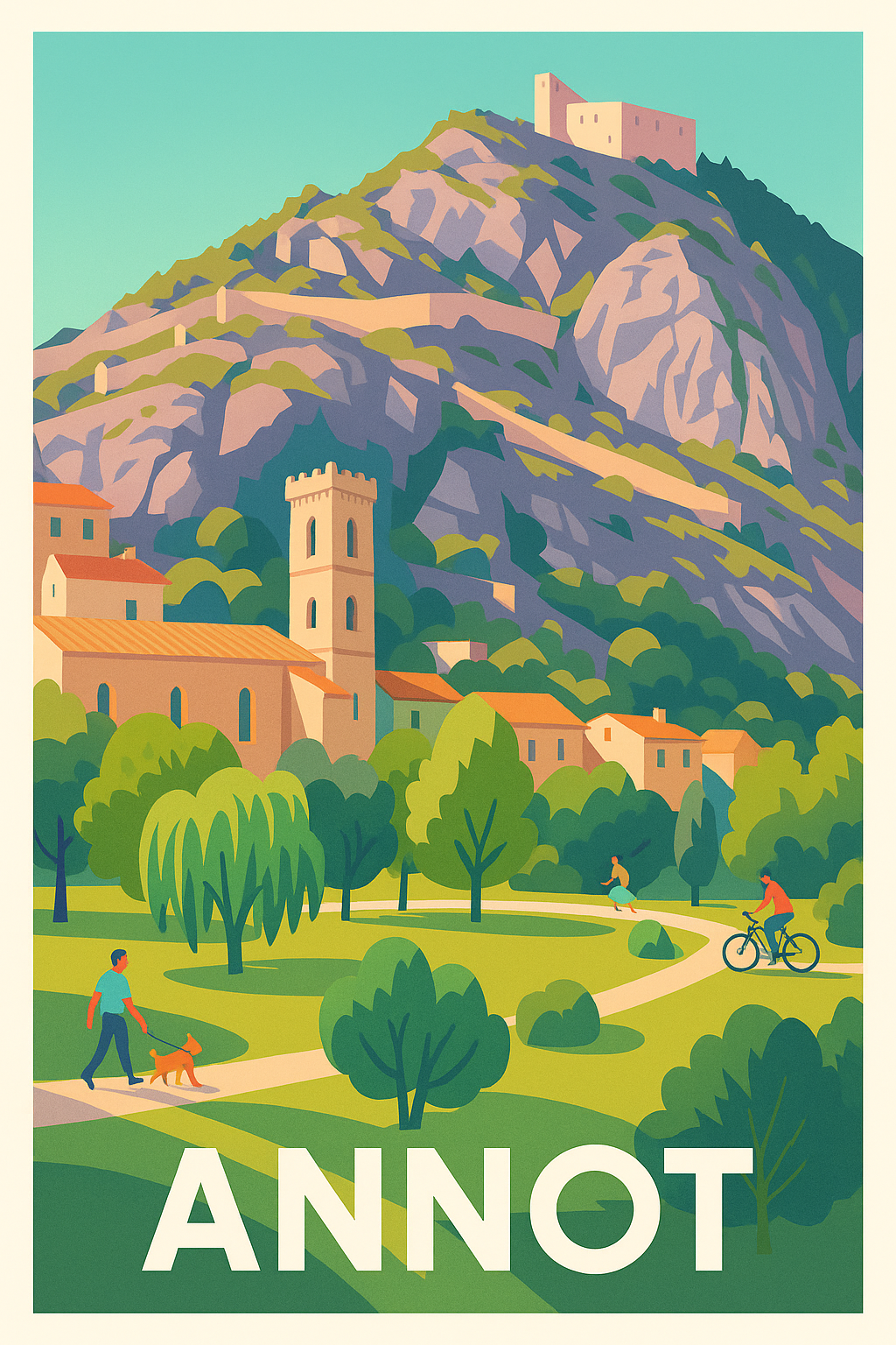 Affiche de Annot - Village paisible au pied des falaises
