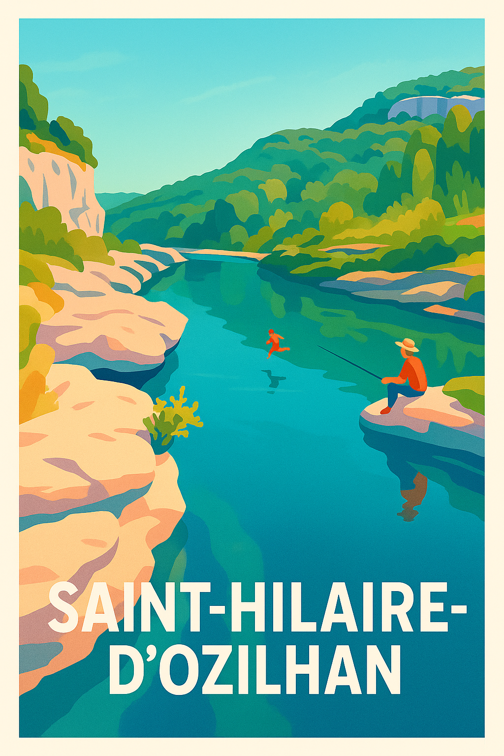 Affiche Saint-Hilaire-d'Ozilhan — Évasion au cœur de la nature · poster d'art de Saint-Hilaire-d'Ozilhan
