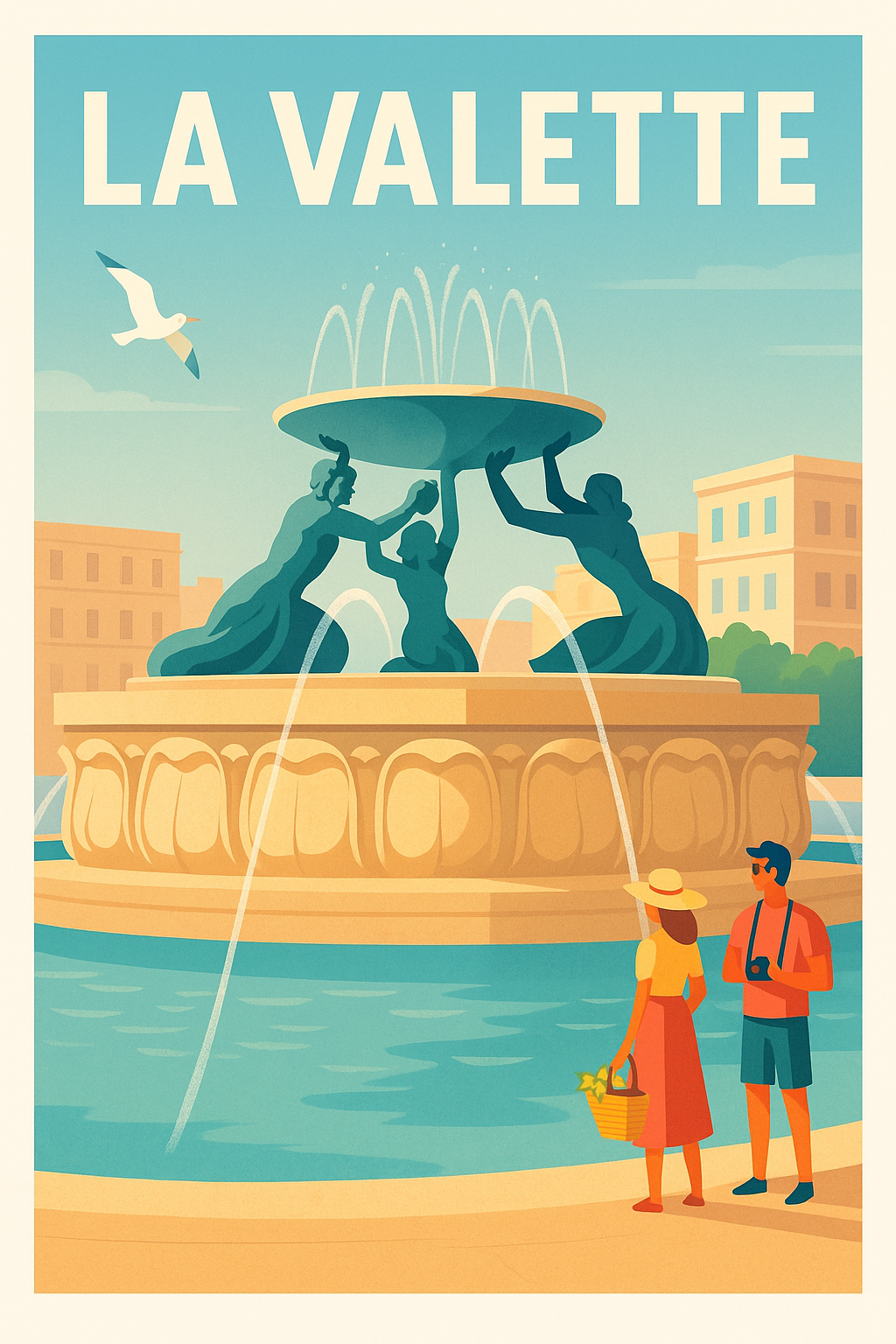 Affiche de La Valette - L'élégance méditerranéenne en poster vintage