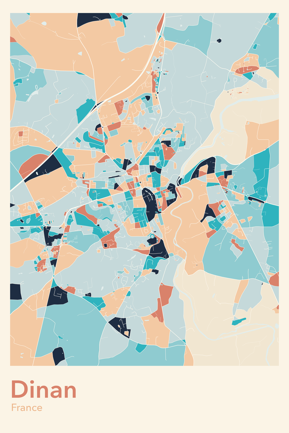 Plan de Dinan coloré - Carte personnalisée