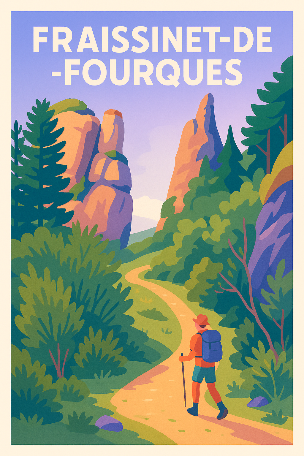 Affiche Fraissinet-de-Fourques — L’évasion au cœur des Gorges · poster d'art de Fraissinet-de-Fourques