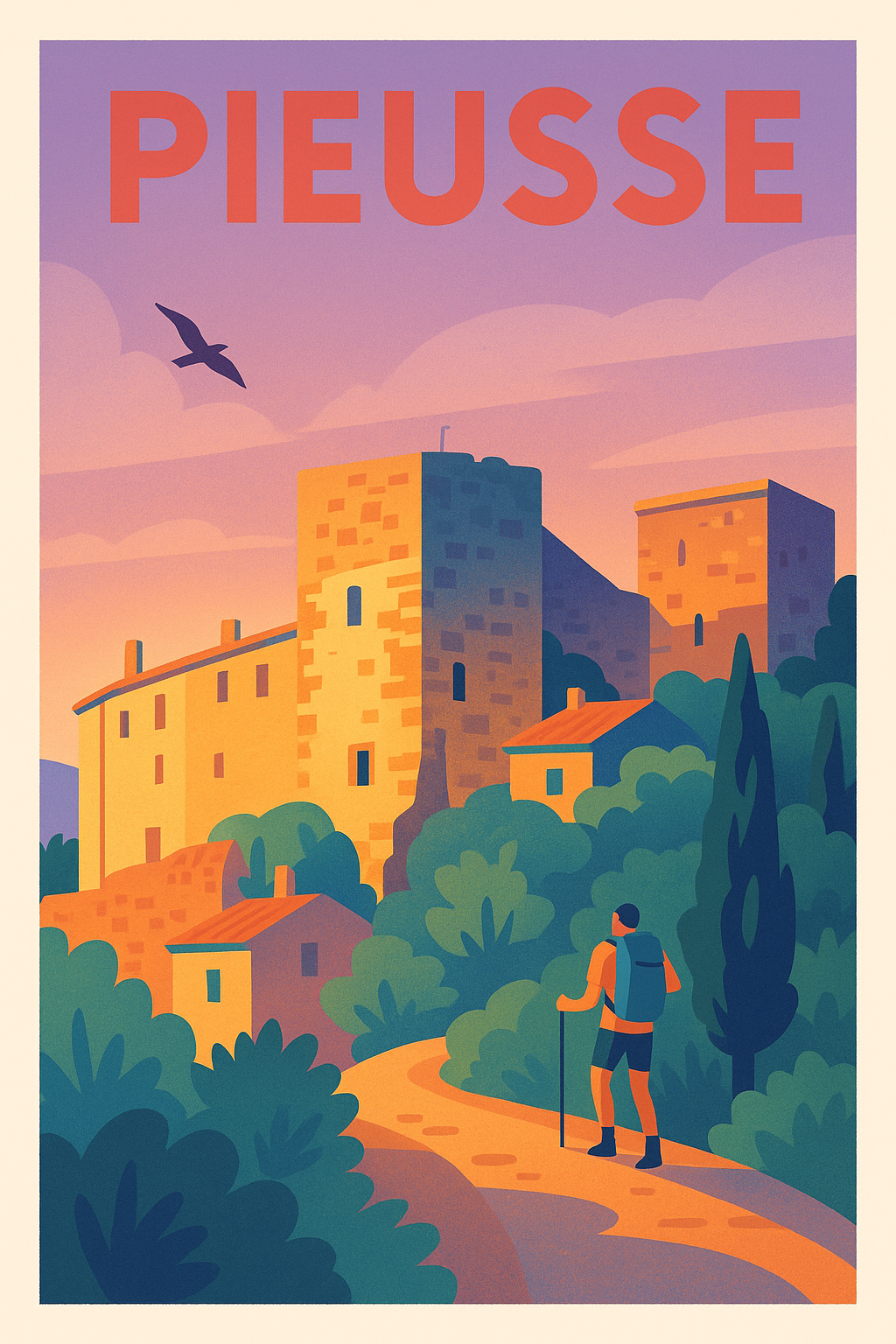 Affiche de Pieusse - Un voyage pictural à travers ses ruelles historiques
