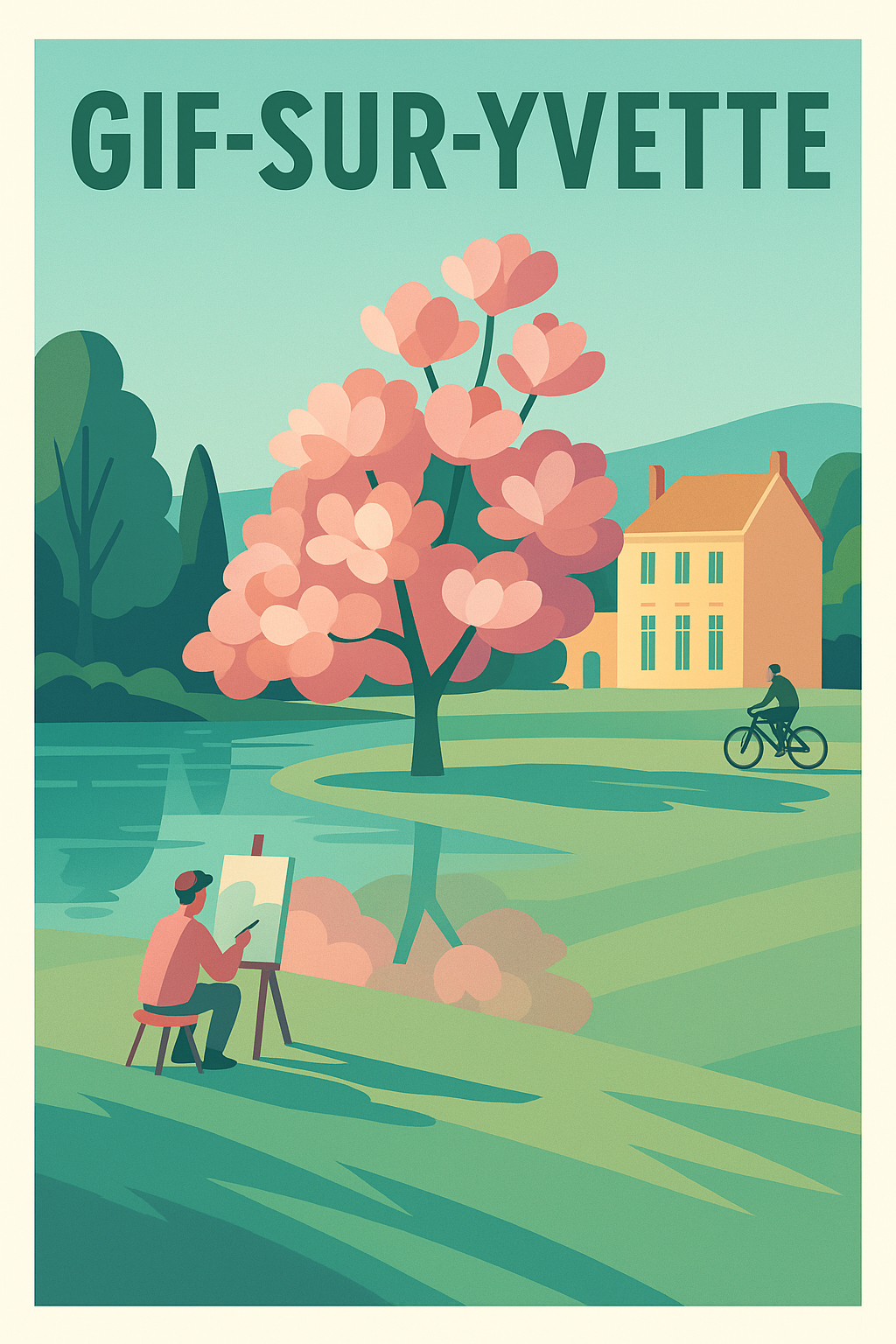 Affiche Gif-sur-Yvette — Sérénité et nature au bord de l'eau · poster d'art de Gif-sur-Yvette