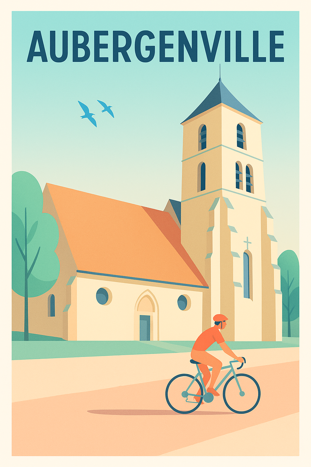 Affiche de Aubergenville - Douceur de vivre à vélo