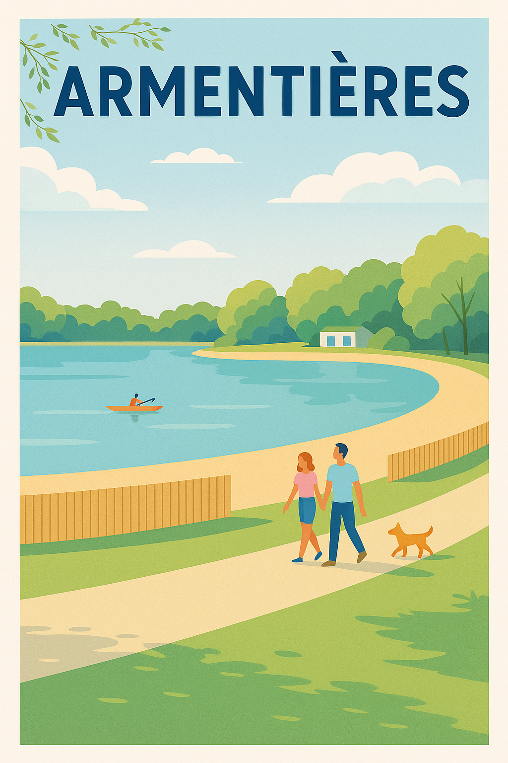 Affiche Armentières — Promenade bucolique au bord de l'eau · poster d'art de Armentières