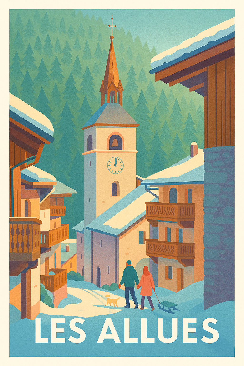 Affiche de Les Allues - Charme hivernal au cœur des montagnes